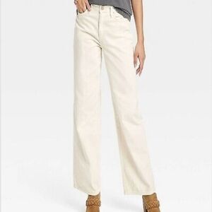 Universal Thread Jeans Relaxed Wide Leg High Rise Cream White Sailor Denim 26S